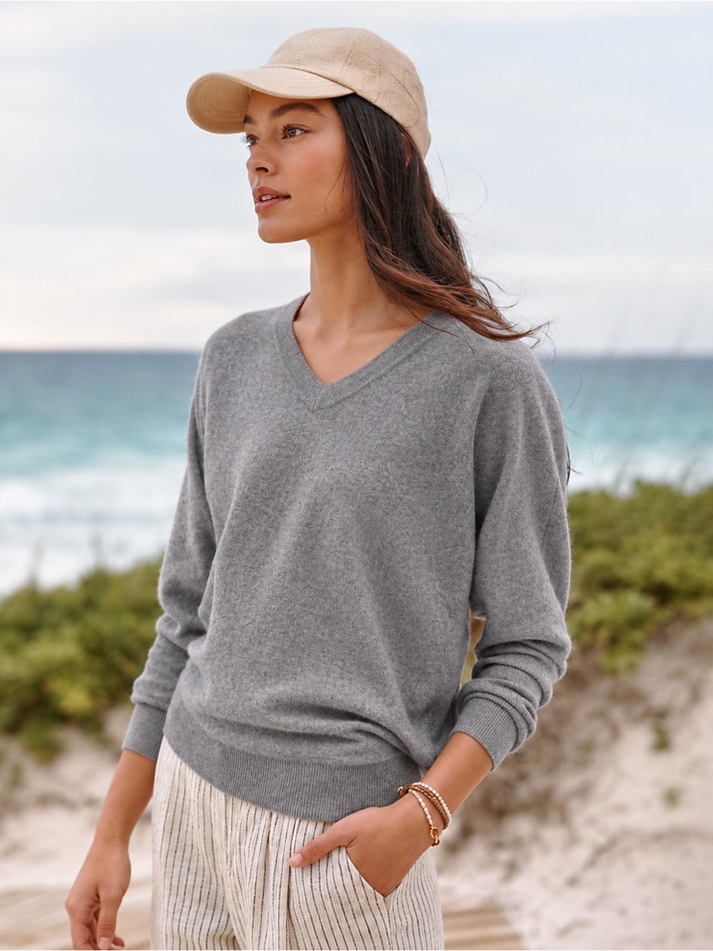 Garnet Hill Essential Cashmere V-Neck Sweater
